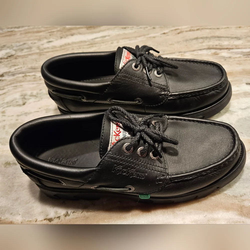 Kickers Black Smooth Leather Mens Shoes 45 EUR/11.5 US
